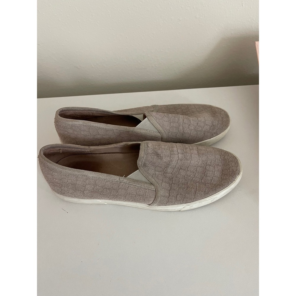 Joie Huxley Taupe Grey Croc Embossed Suede Slip On Sneakers Size 39 US 9